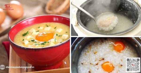 Cách nấu cháo gà trứng bằng nồi cơm điện