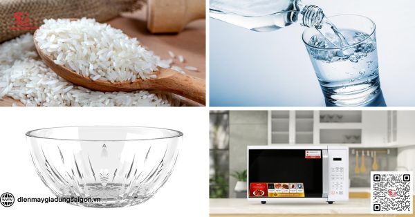 Nguyên liệu và dụng cụ để nấu cơm