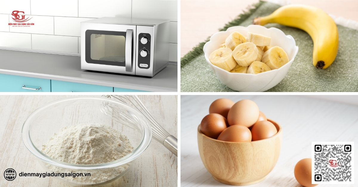 Chuẩn bị nguyên liệu, dụng cụ làm bánh chuối nướng