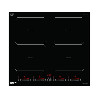 Mặt kính Schott Ceran Made in Germany của bếp từ 4 vùng nấu Kaff KF-HGEM919 hiển thị 4 thanh trượt cảm ứng riêng biệt.