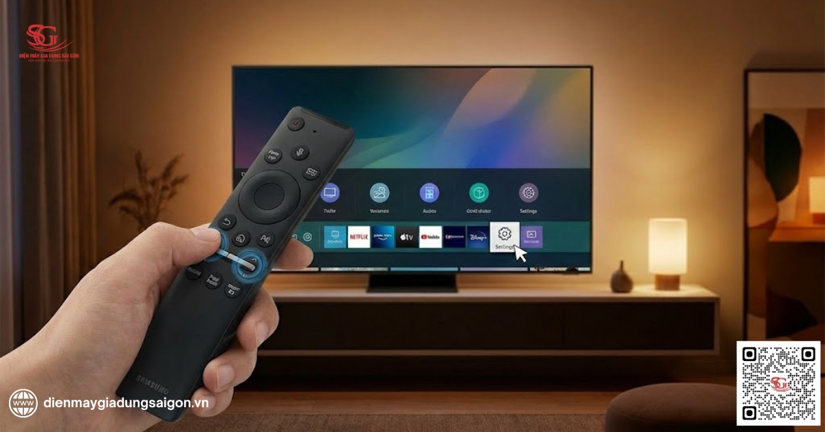 Truy cập cài đặt điều khiển giọng nói trên tivi Samsung