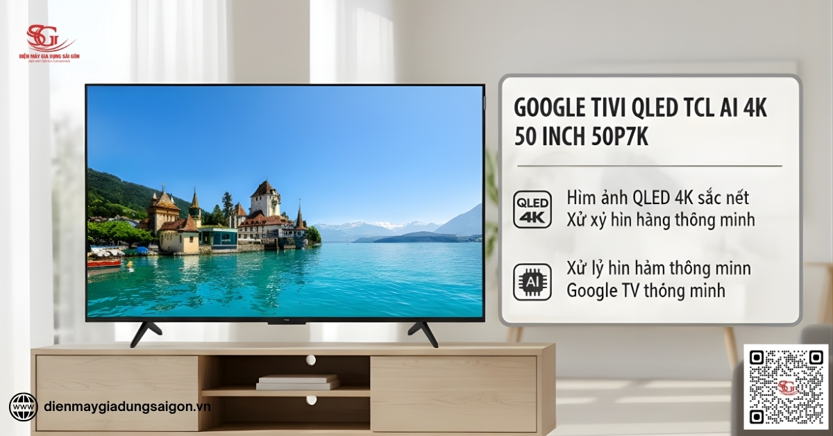Google Tivi QLED TCL AI 4K 50 inch 50P7K