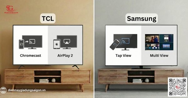 Khả năng kết nối và hệ sinh thái của tivi TCL với tivi Samsung