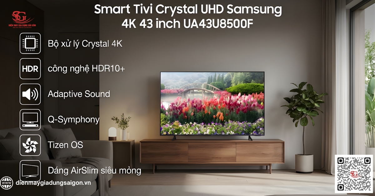 Smart Tivi Crystal UHD Samsung 4K 43 inch UA43U8500F