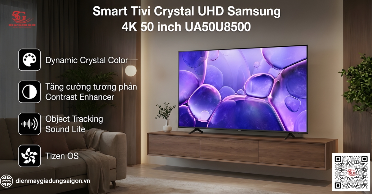 Smart Tivi Crystal UHD Samsung 4K 50 inch UA50U8500