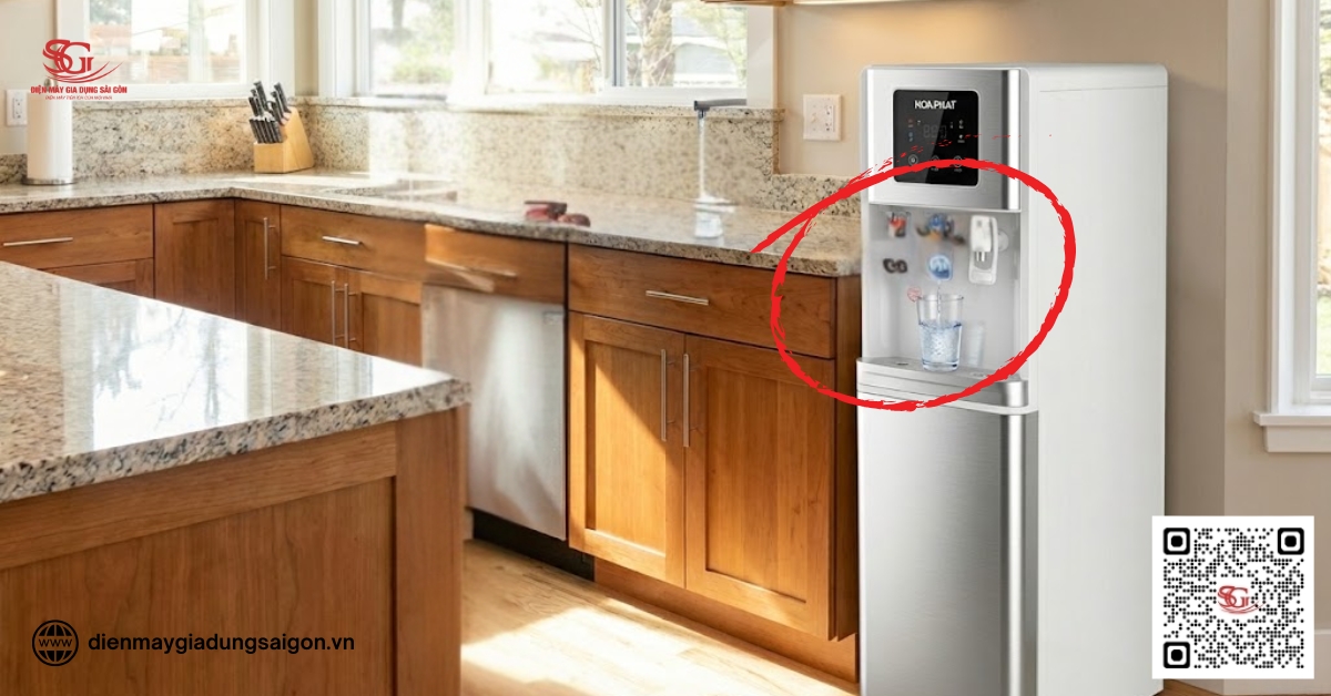 Cây lọc nước nóng lạnh Hòa Phát nổi bật khi tích hợp 3 chế độ nóng - lạnh - nguội tiện lợi