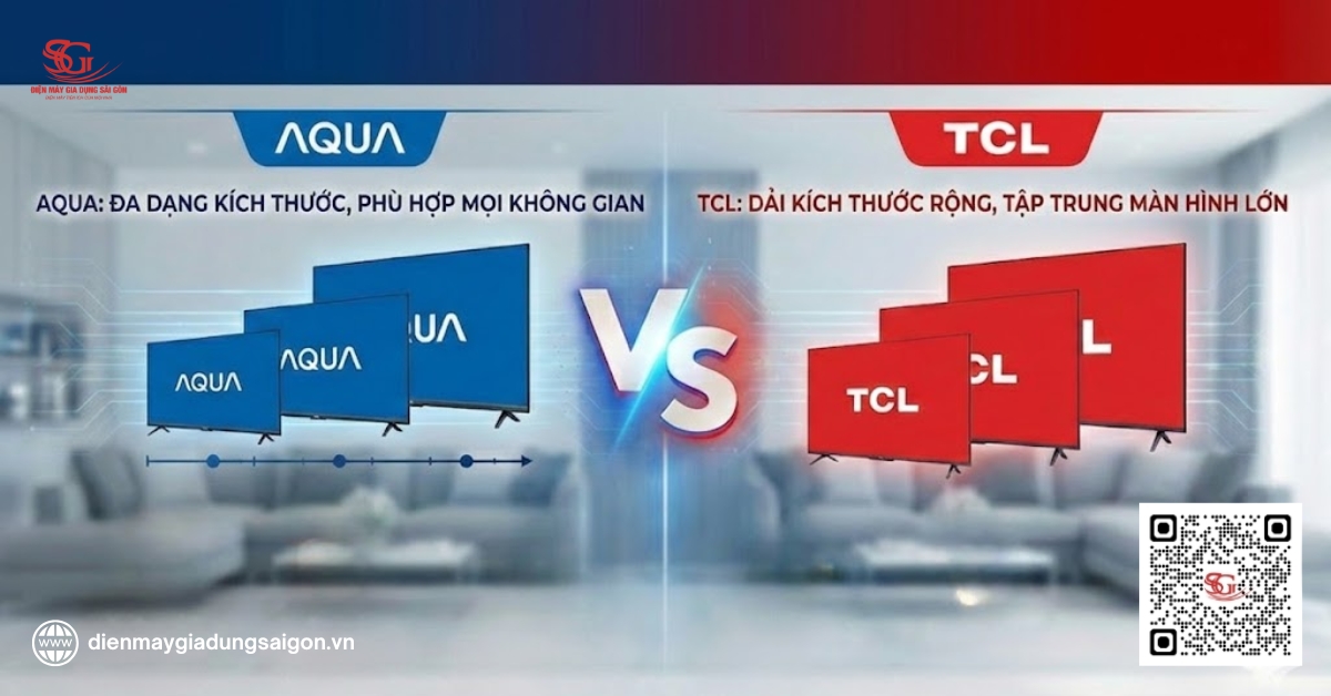 So sánh tivi AQua và TCL về kích thước