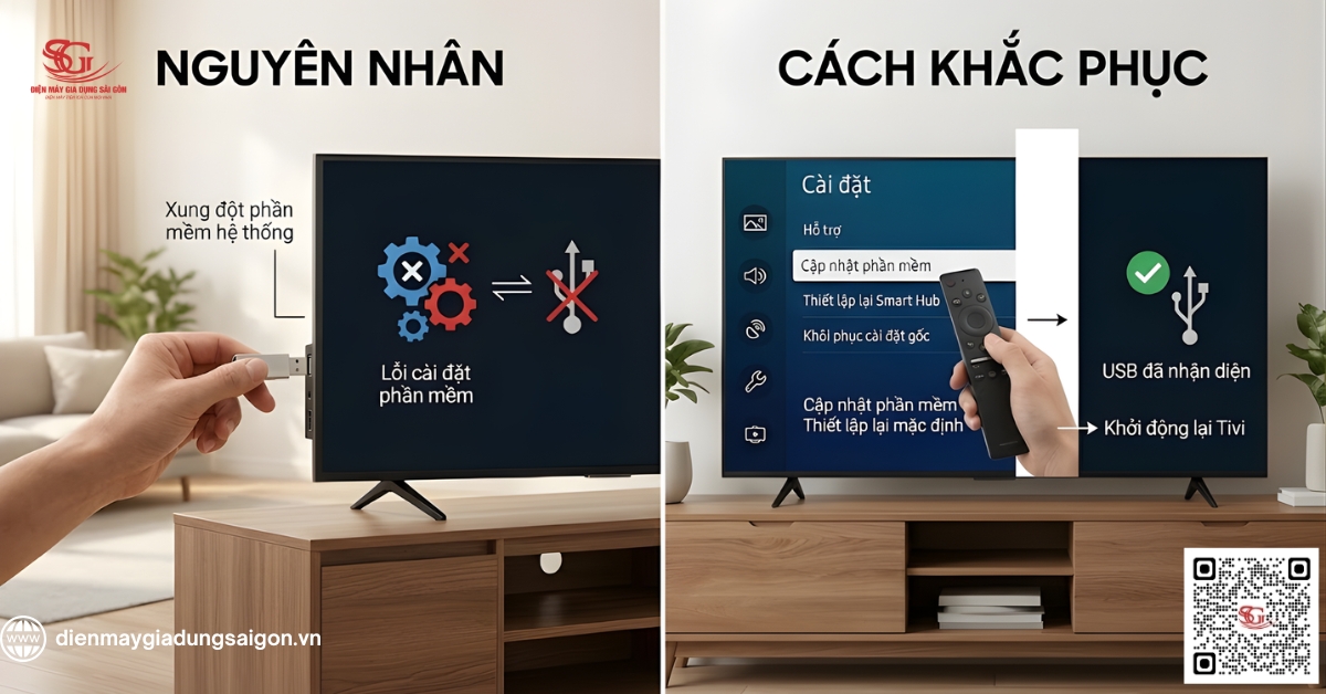 Do lỗi phần mềm hoặc xung đột hệ thống trên Smart Tivi