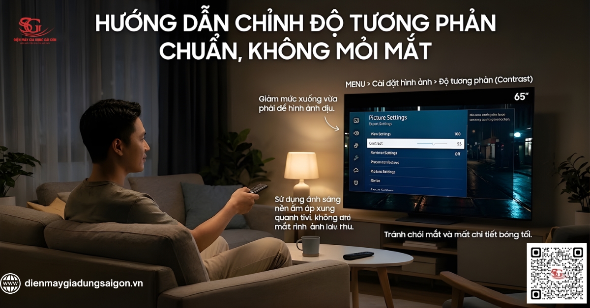Hướng dẫn cách chỉnh độ tương phản của tivi chuẩn, không mỏi mắt