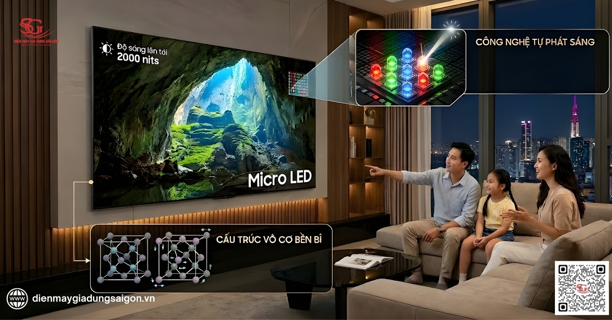 Màn hình Micro LED tự phát sáng và cấu trúc vô cơ