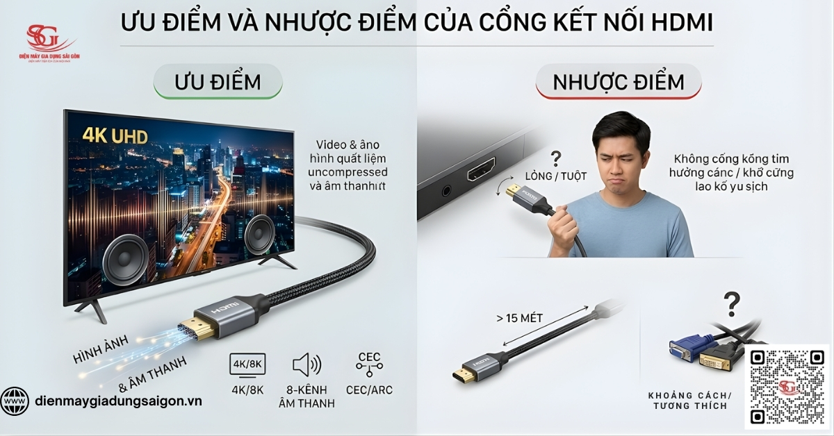 Ưu điểm và nhược điểm của cổng kết nối HDMI