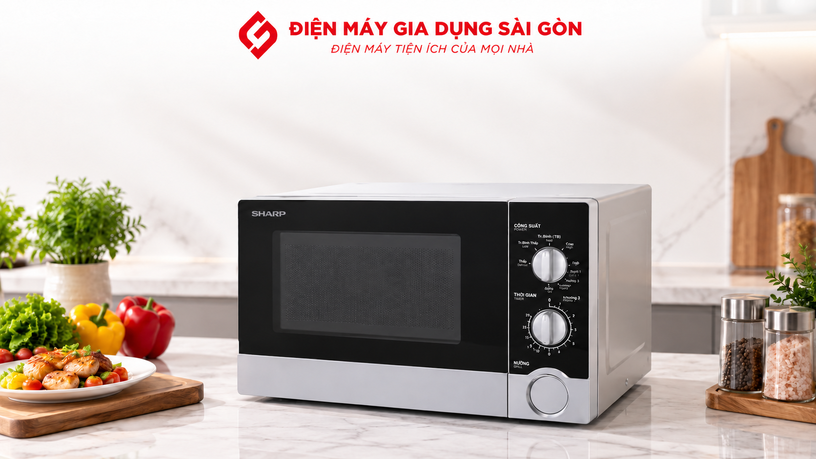 Chức năng nướng kết hợp Lò vi sóng Sharp R-G302VN-S