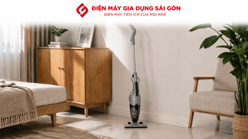 Máy hút bụi cầm tay Deerma thiết kế gọn nhẹ, phù hợp vệ sinh nhà cửa.