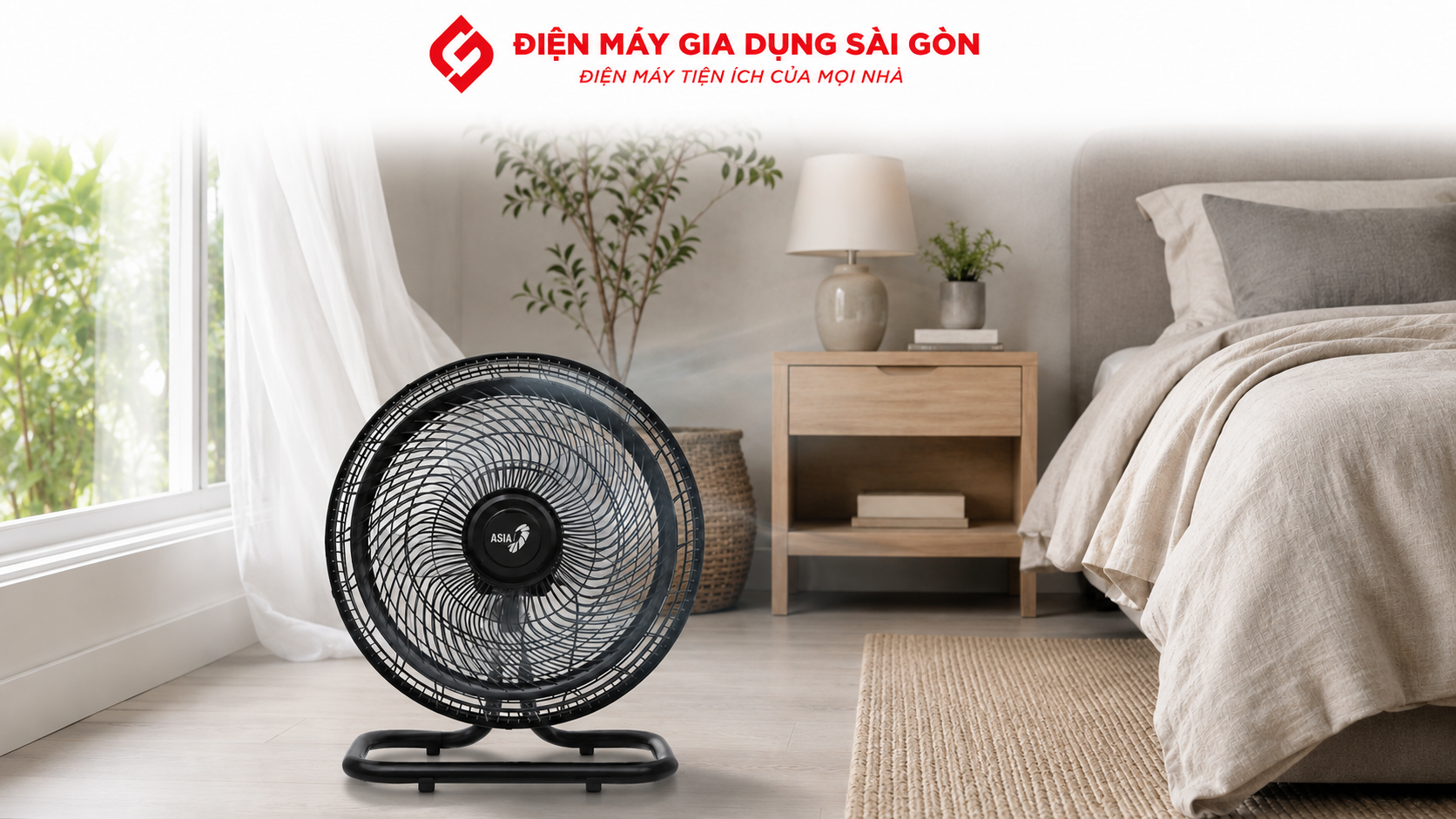 Hướng dẫn lựa chọn và sử dụng quạt sàn Asia 5 cánh hiệu quả trong phòng ngủ.