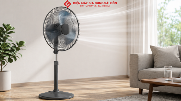 Minh họa quạt lửng Senko 3 cánh tạo gió mạnh trong phòng khách