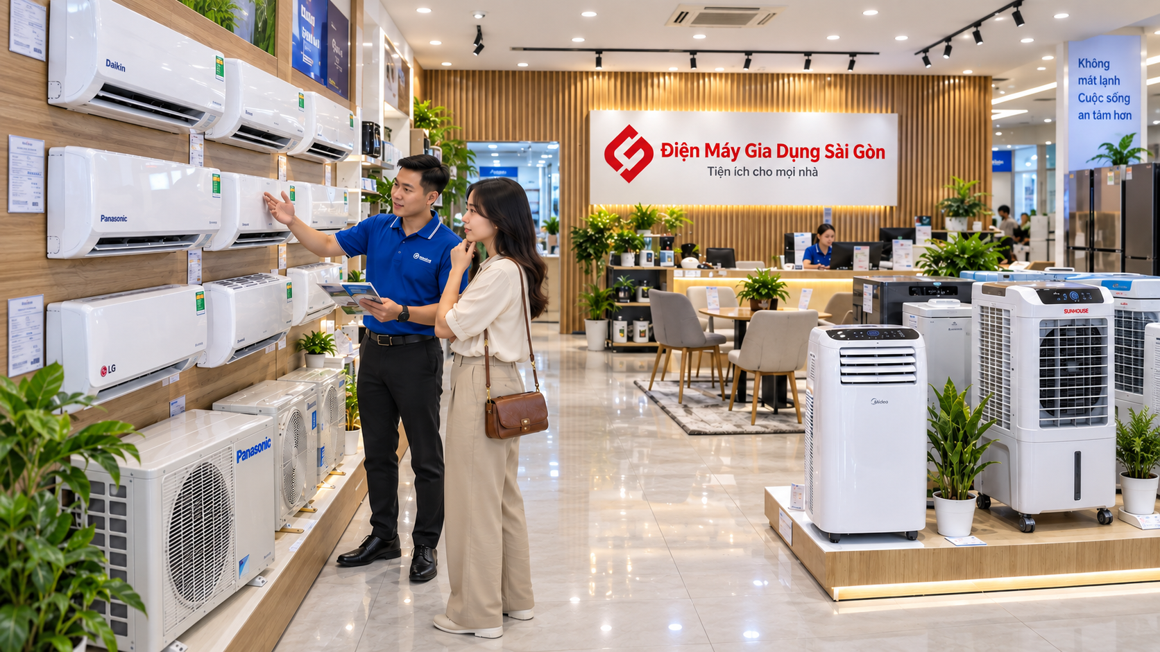 Khách hàng chọn mua máy lạnh giá rẻ TPHCM tại cửa hàng điện máy uy tín với nhiều giải pháp làm mát