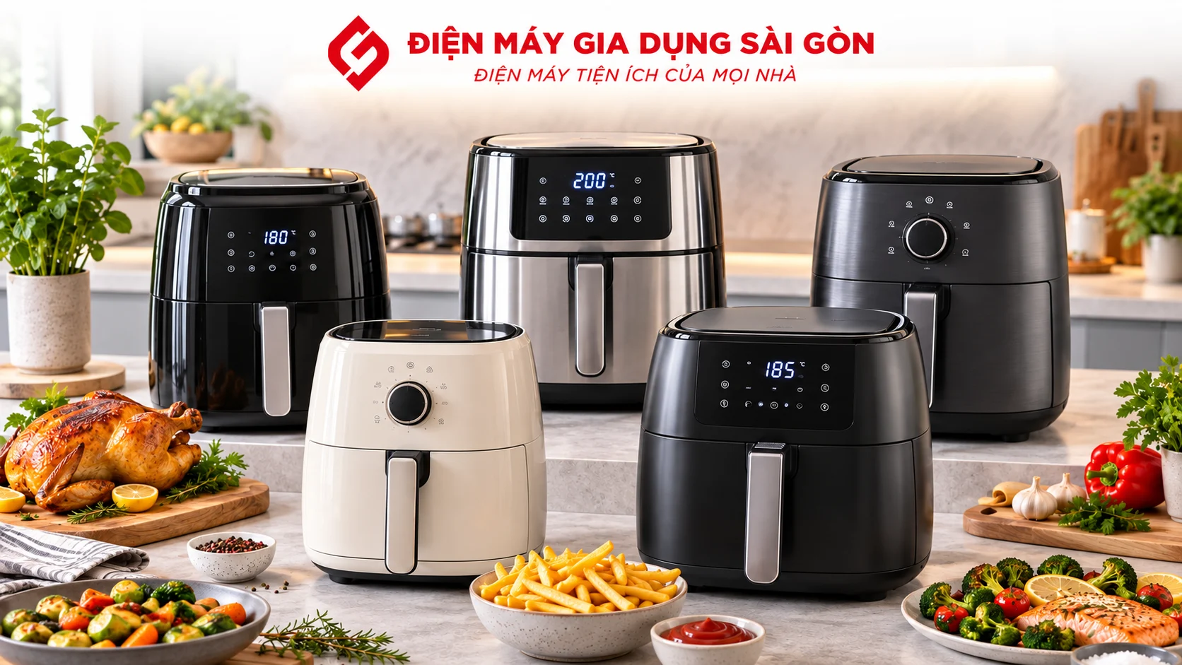 Các mẫu nồi chiên không dầu dung tích từ 4.5L đến 7.5L phù hợp cho gia đình