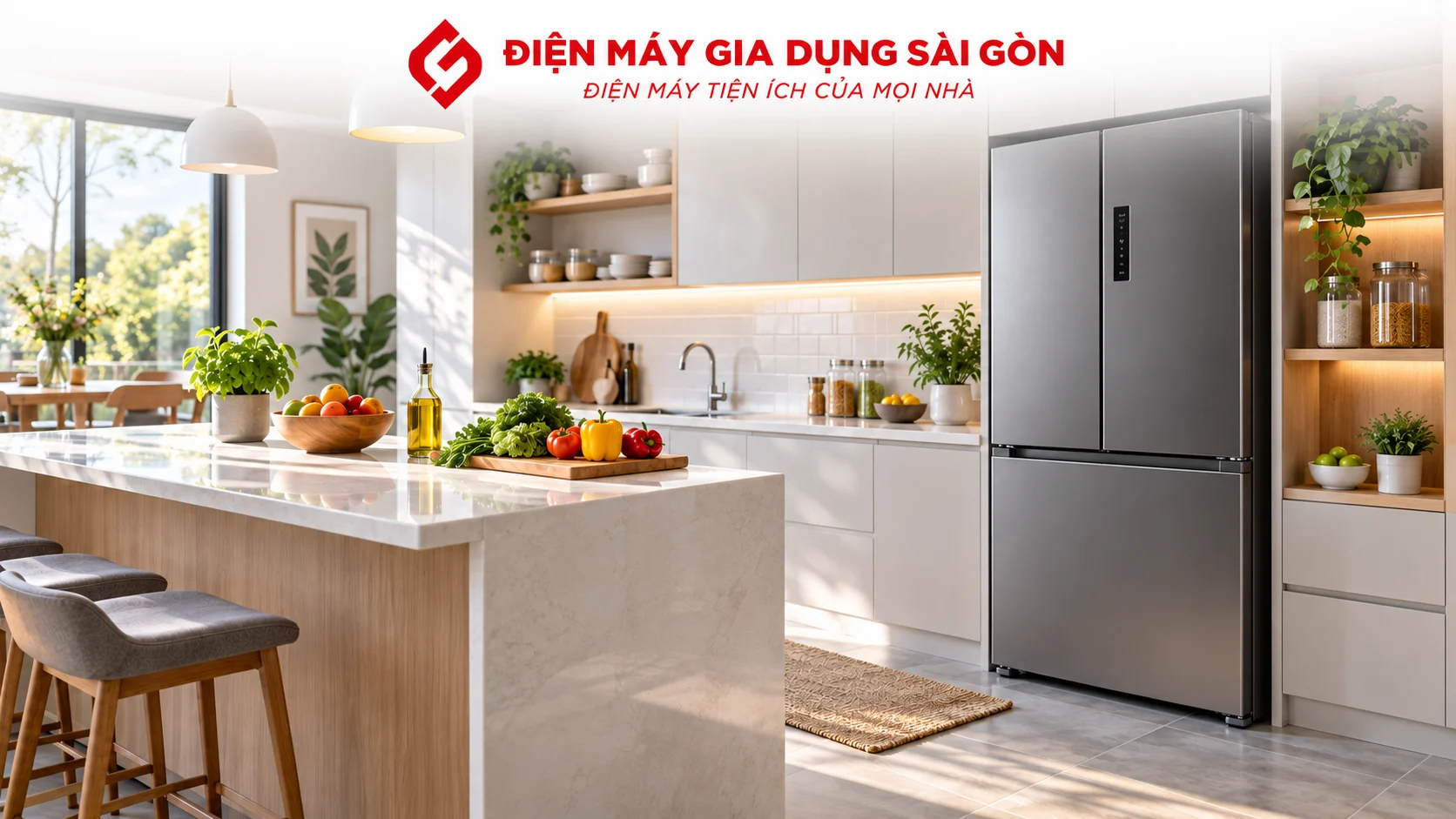 Tủ lạnh Inverter tiết kiệm điện trong căn bếp gia đình hiện đại
