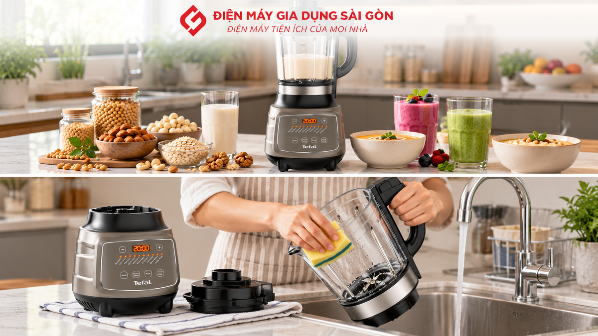 Người dùng vệ sinh cối máy làm sữa hạt Tefal BL967B66 đúng cách sau khi sử dụng