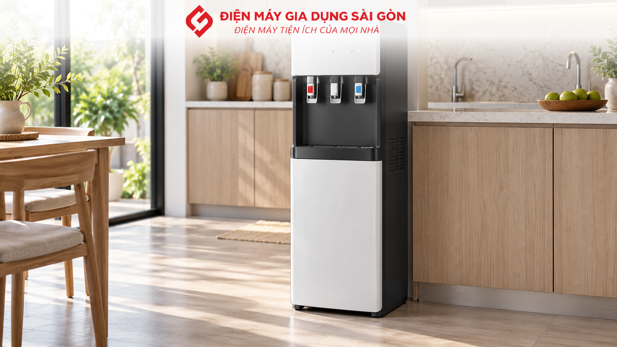 Cây nước nóng lạnh Fujihome WD211UE bình âm với cụm vòi lấy nước phía trước