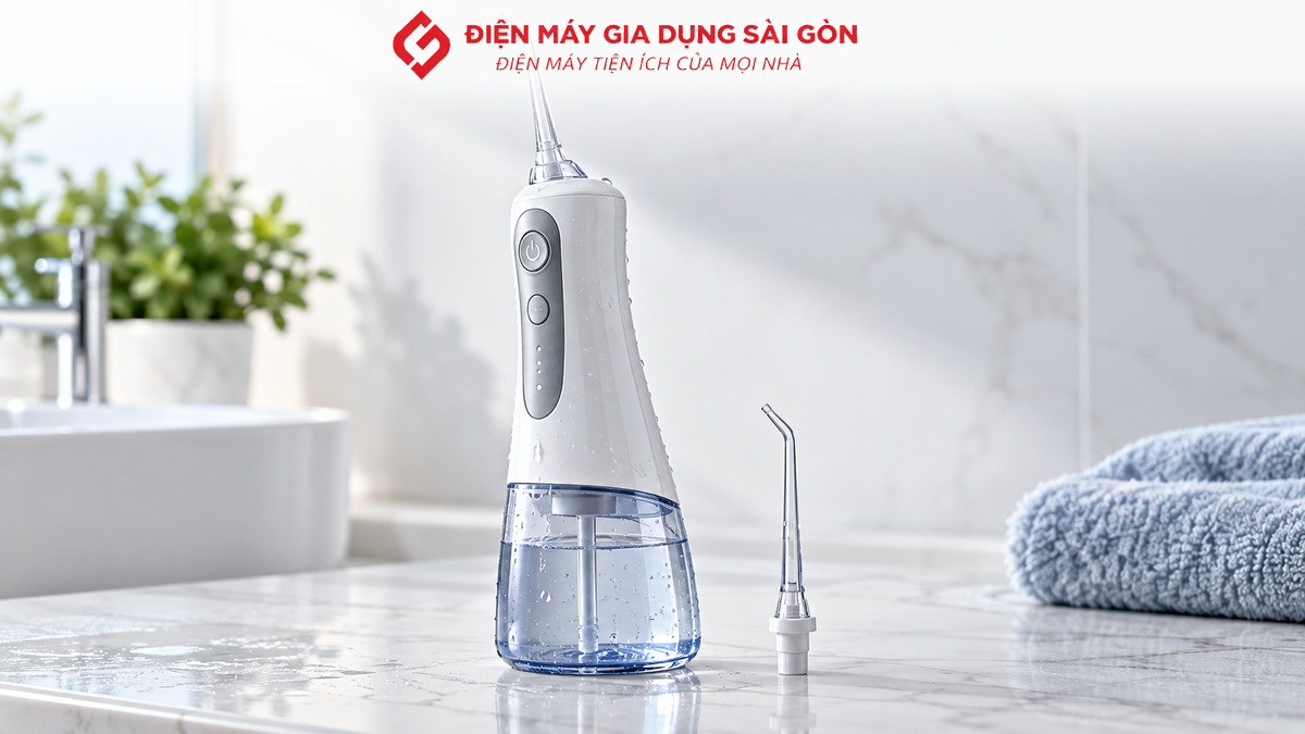 Cận cảnh thân máy và đầu tăm nước Fuji Master