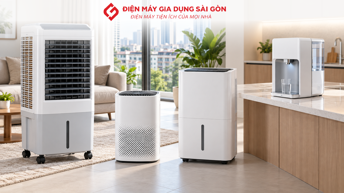 Các thiết bị điện máy phù hợp với nhu cầu làm mát, lọc khí, hút ẩm và lọc nước