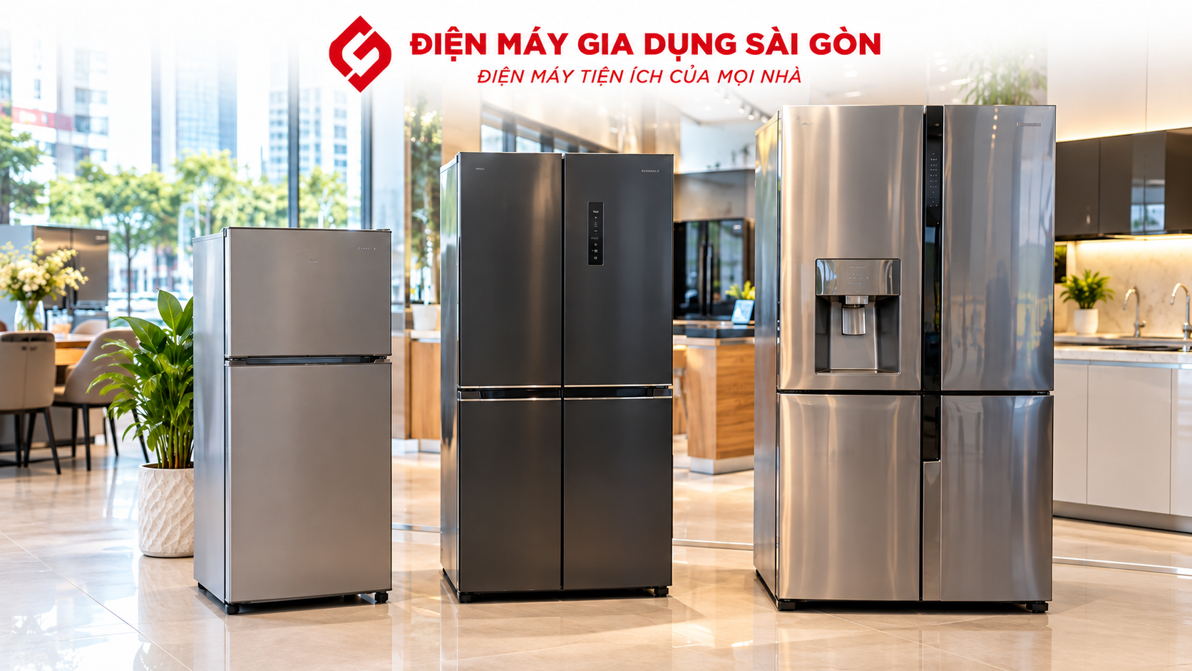 Các mẫu tủ lạnh dung tích khác nhau trong căn bếp hiện đại dành cho gia đình ít và đông người