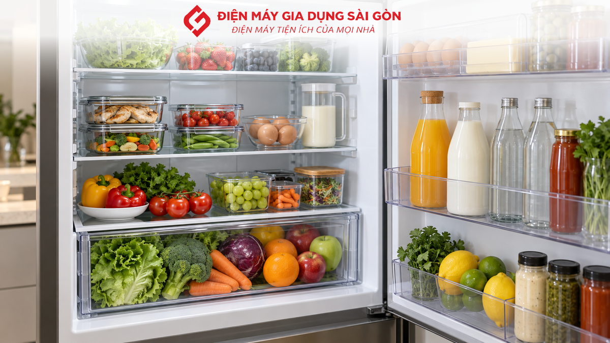 Các ngăn kệ và hộc chứa bên trong tủ lạnh gia đình