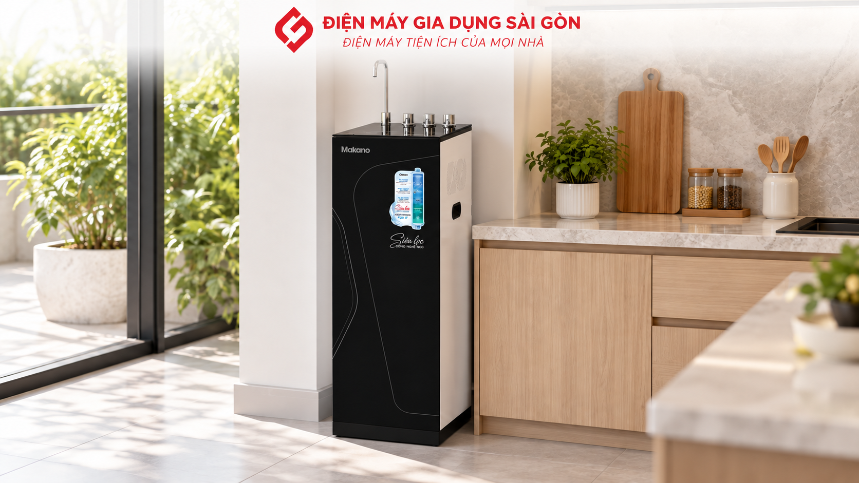 Máy lọc nước Makano MN212 nóng nguội đặt trong gian bếp gia đình