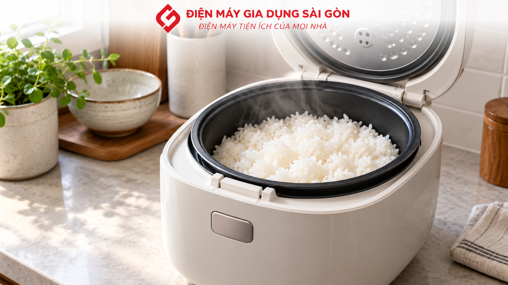 Nồi cơm điện Toshiba nắp gài mở nắp với cơm đã nấu chín