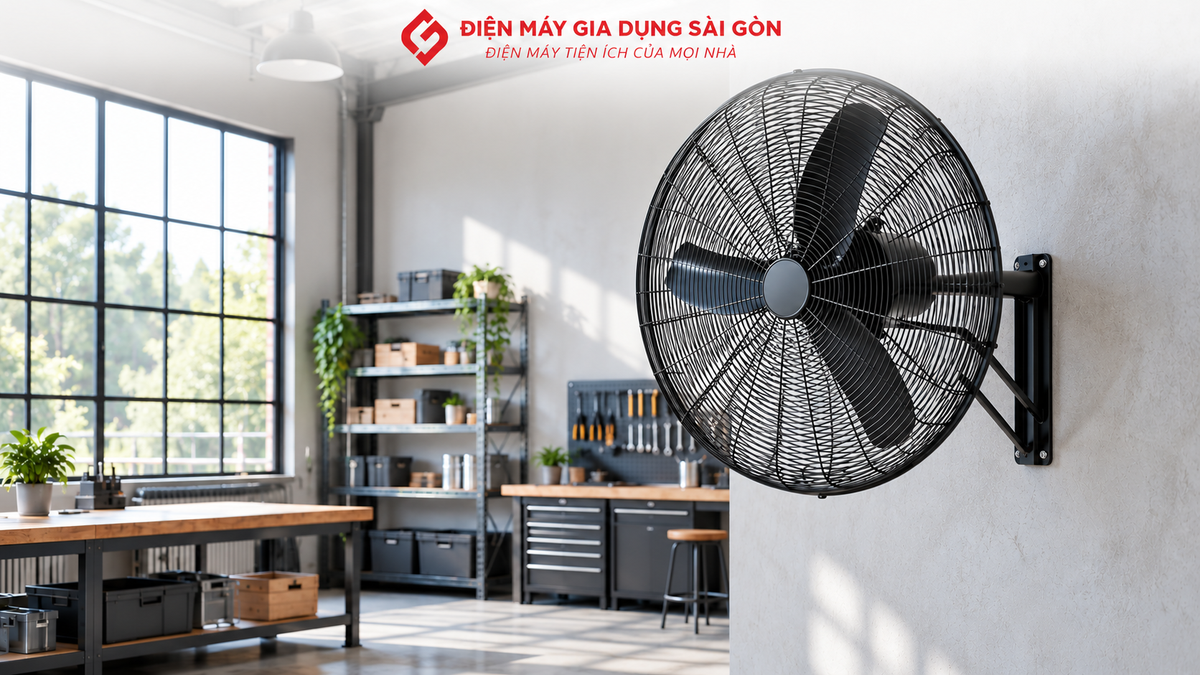 Quạt công nghiệp treo tường Wing TMTT-650 lắp trong không gian rộng
