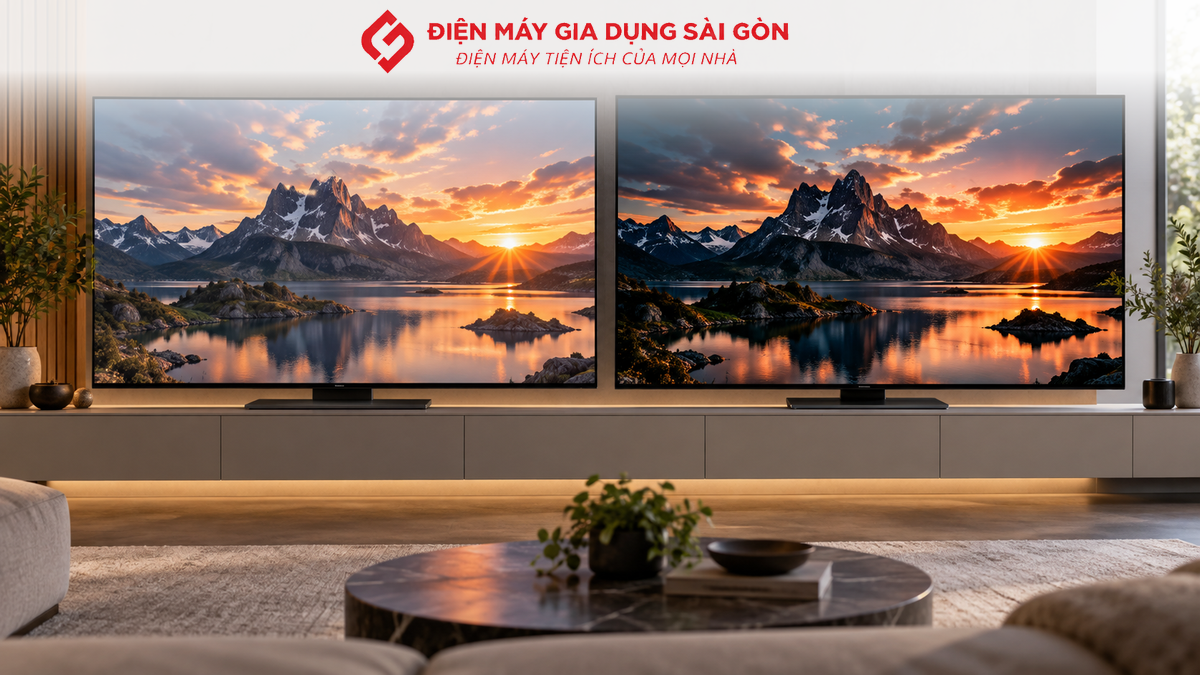 Smart TV Mini LED và OLED đặt cạnh nhau để so sánh màn hình