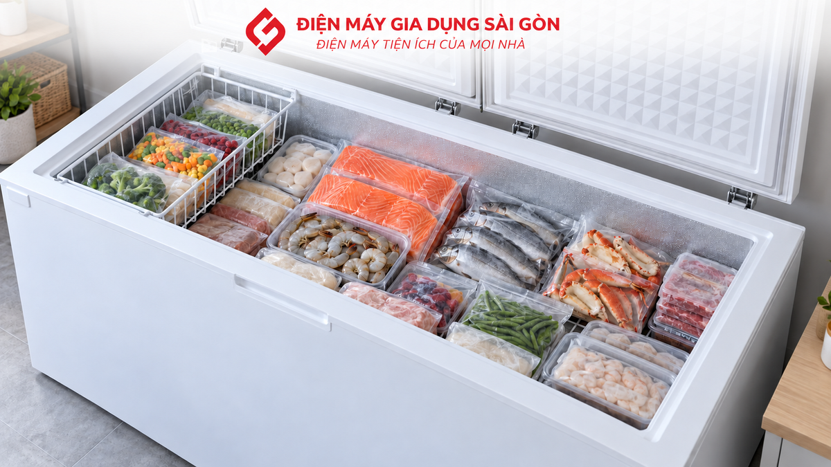 Tủ đông Hòa Phát HPF AD8352 dung tích 352 lít với hai cánh mở ngang