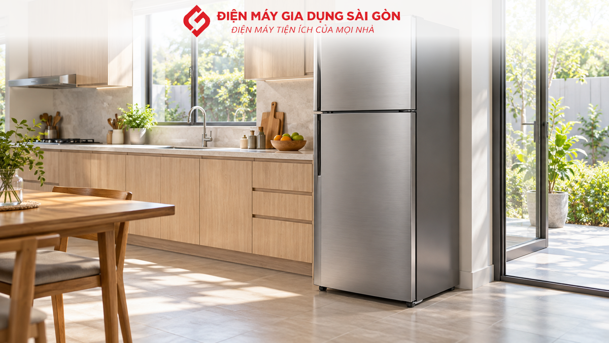 Tủ lạnh gia đình đặt trong căn bếp tại Bình Chánh